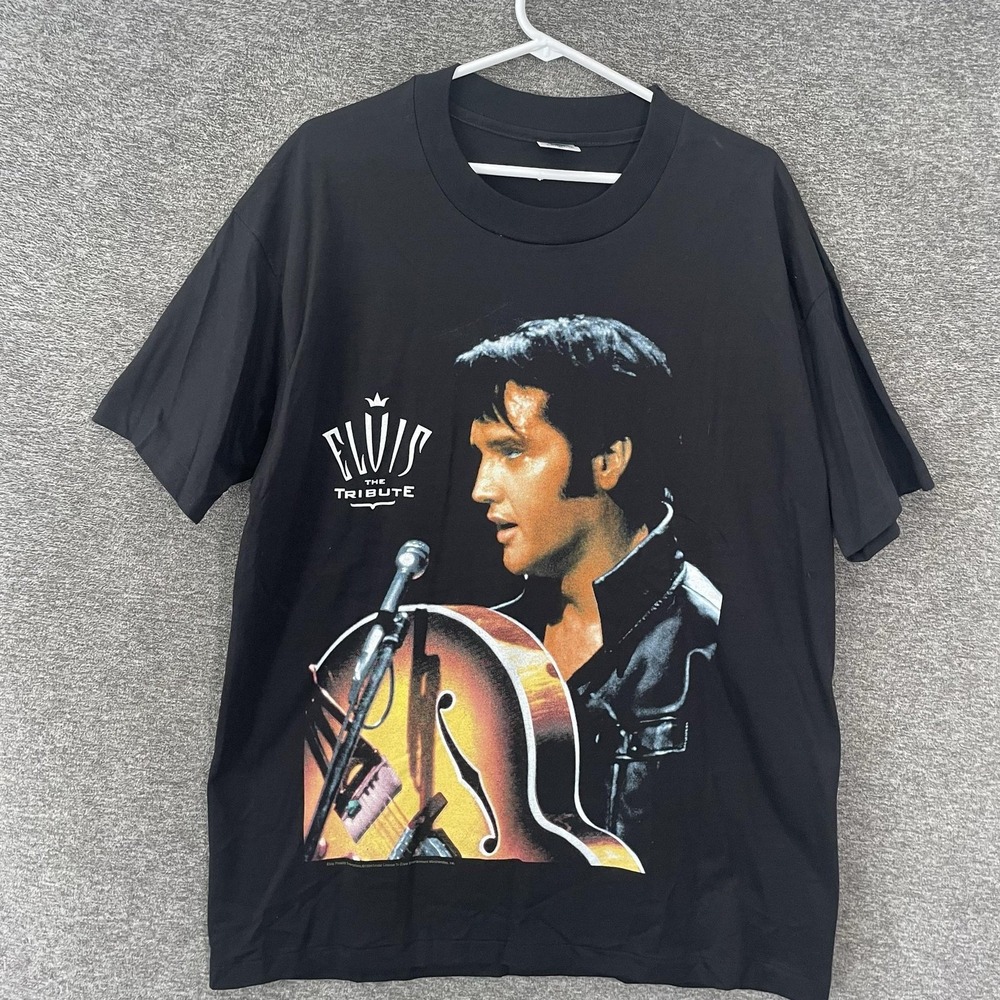 VTG Elvis Presley Shirt Mens XL Black Harrah's Tribute Concert Tee 1994